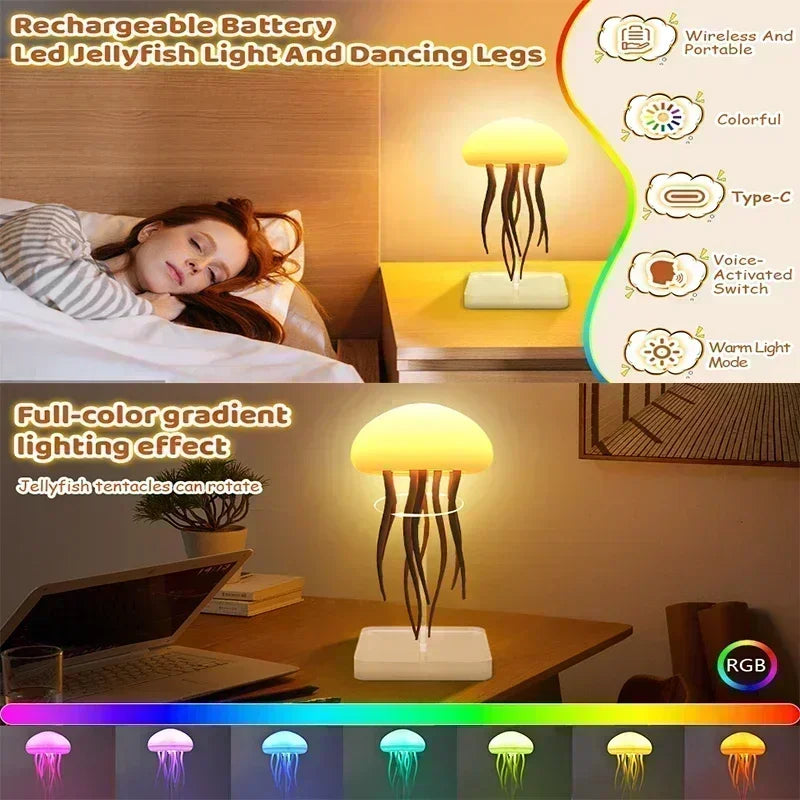 Upgraded Silent Jellyfish Lamp With Dancing Legs, w. Voice Control