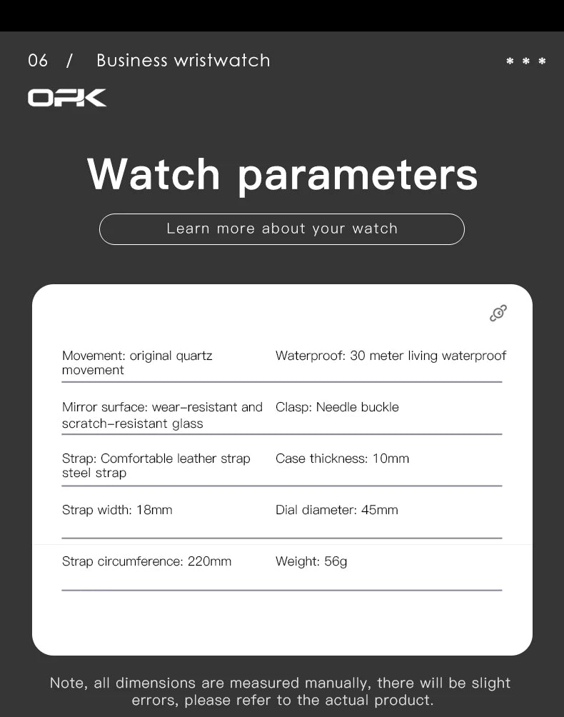 OPK 6026 Leather Luxury Quartz Watch