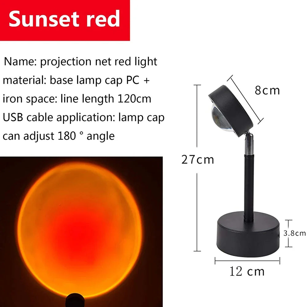 Led Night Light USB Rainbow Sunset Red Sun Projection Desk Lamp