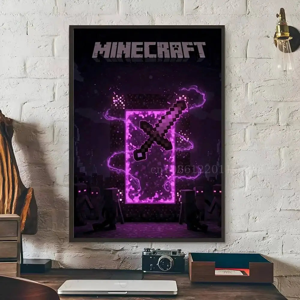 Minecraft Poster Self-adhesive Art Waterproof Paper Sticker