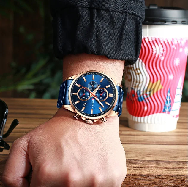 Men's Quartz Six-Pin Steel Belt Watch