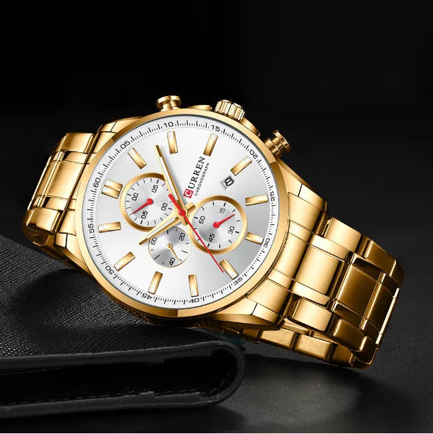 Men's Quartz Six-Pin Steel Belt Watch