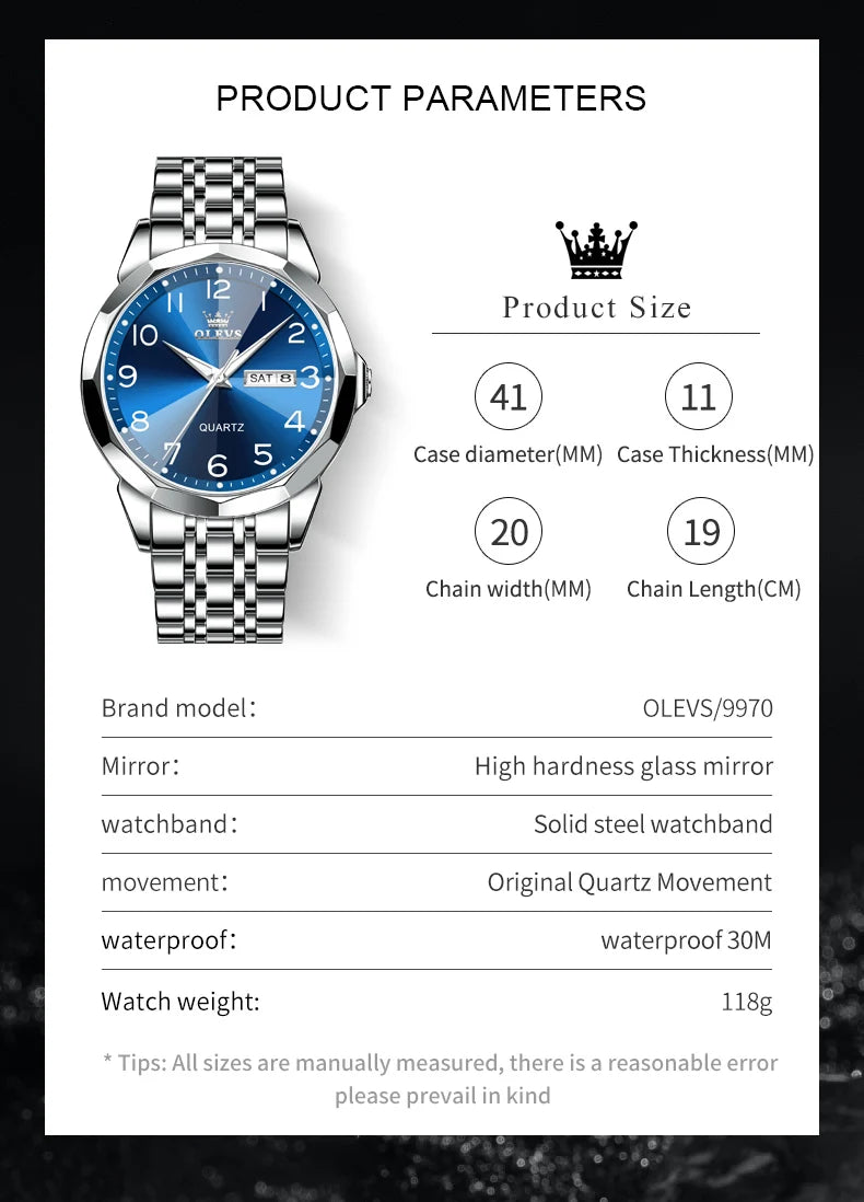 OLEVS Men's Watch Digital Mirror Quartz
