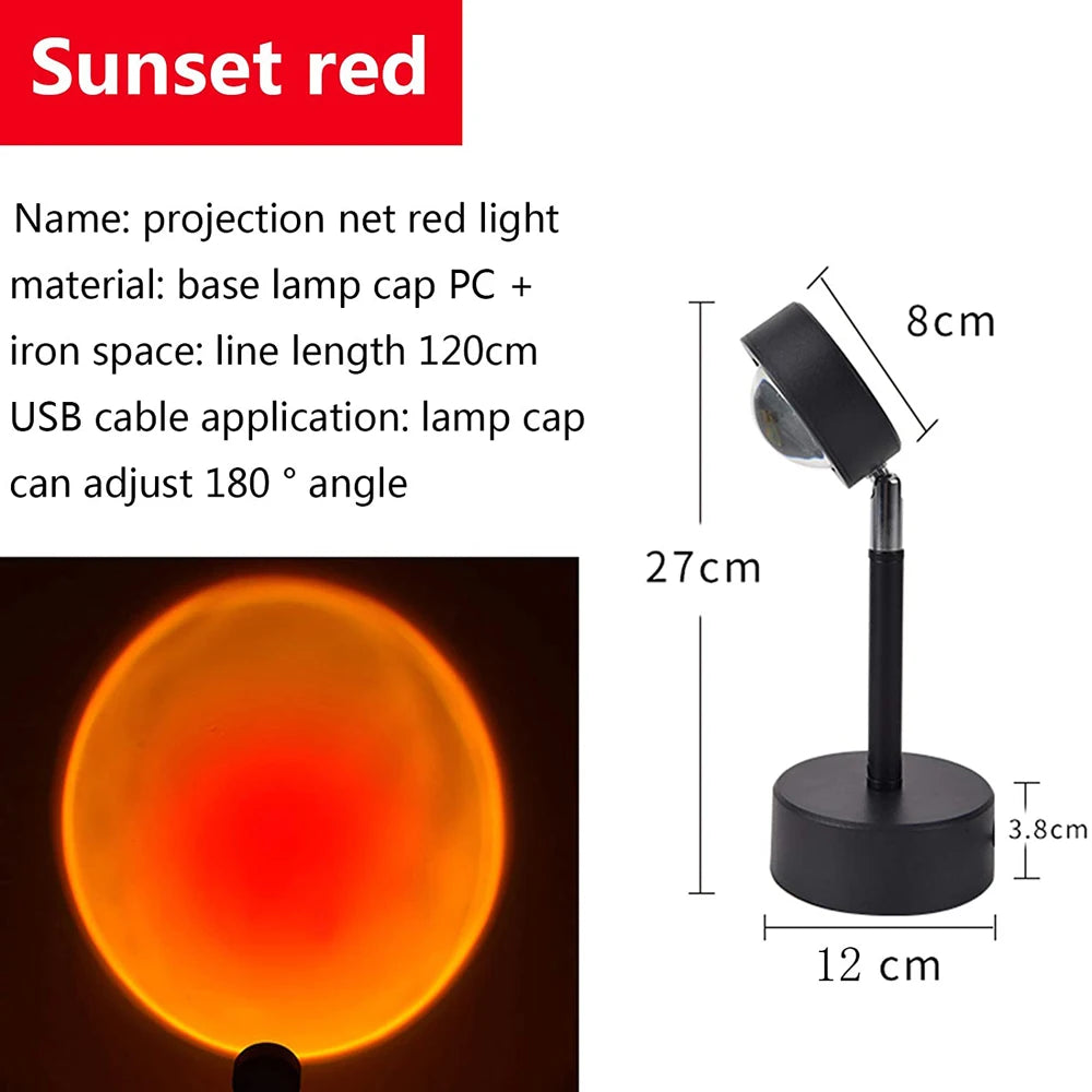 Led Night Light USB Rainbow Sunset Red Sun Projection Desk Lamp