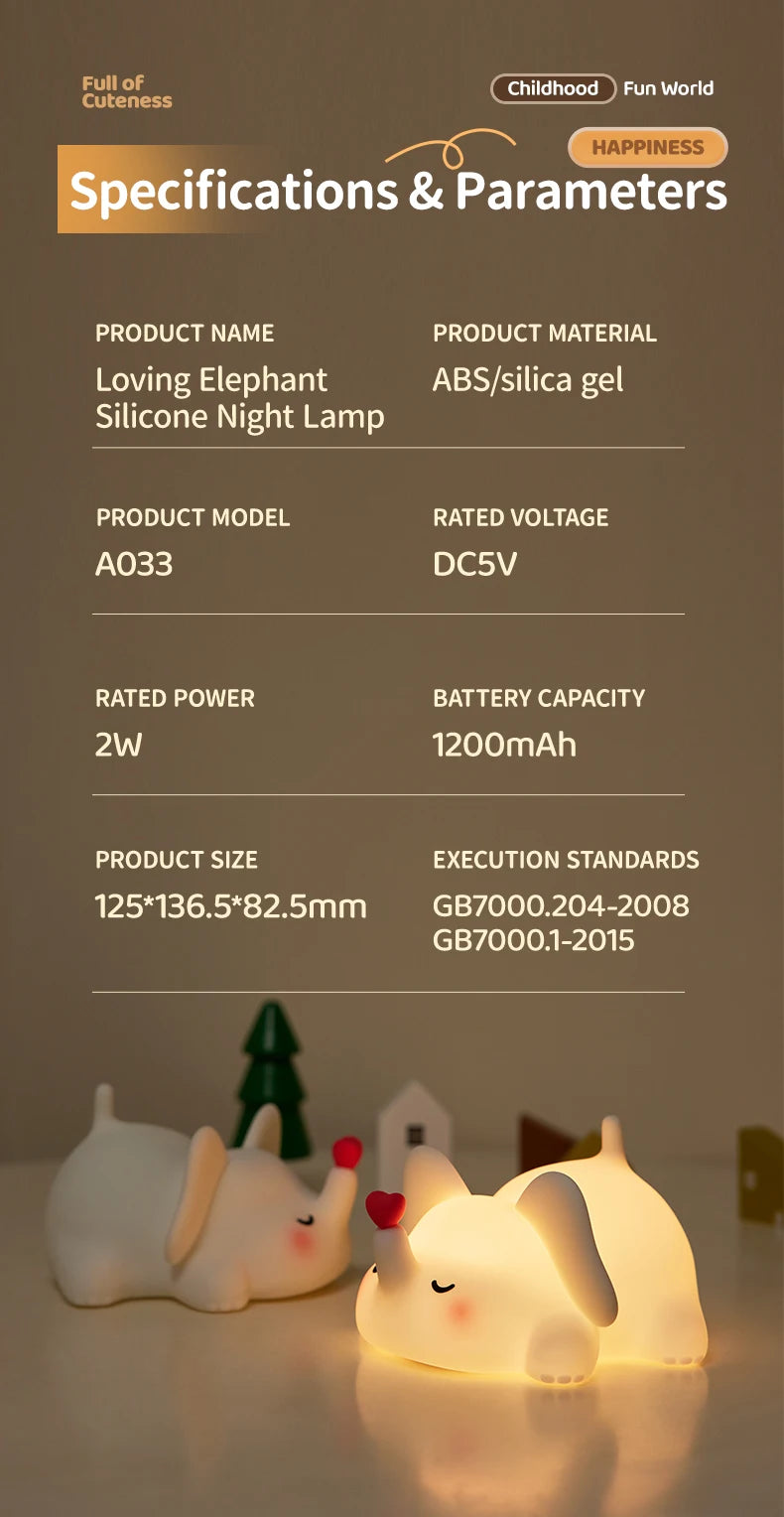 Cute Animal Led Night Light Bedroom Bedside Table Lamp