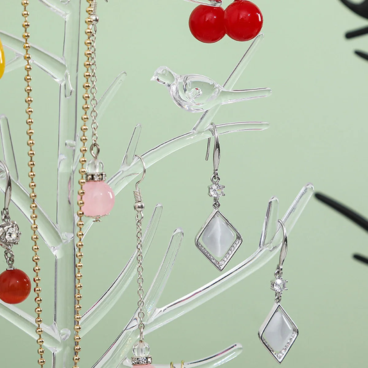 Tree shaped jewelry display stand with tray