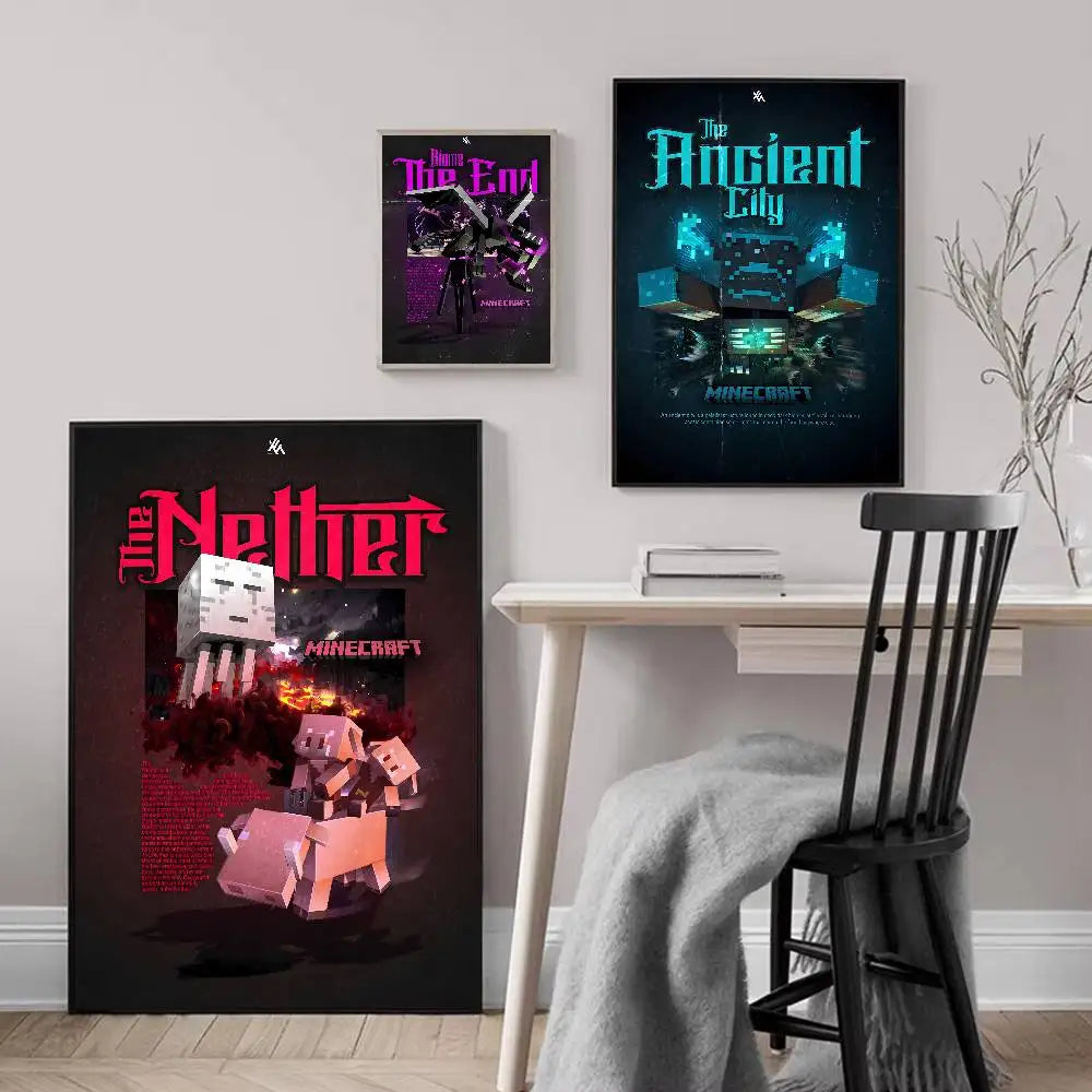 Minecraft Poster Self-adhesive Art Waterproof Paper Sticker
