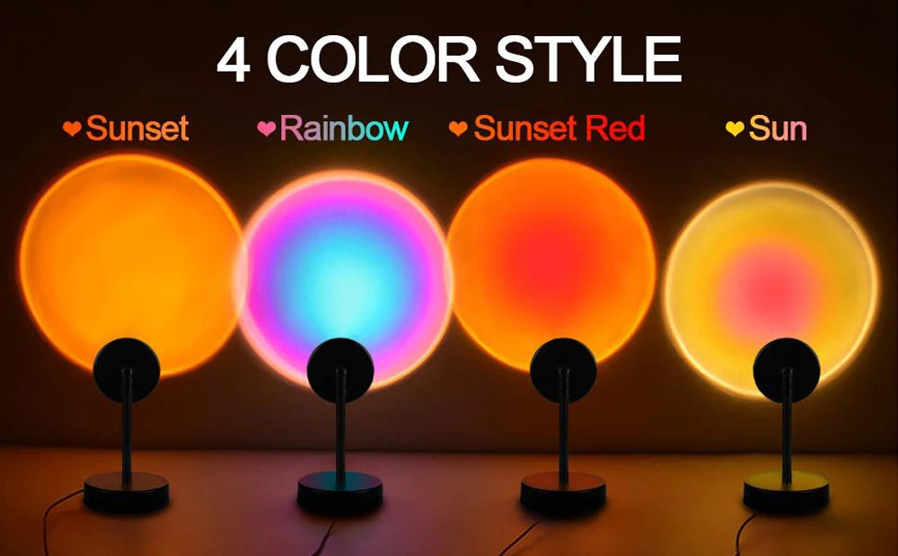 Led Night Light USB Rainbow Sunset Red Sun Projection Desk Lamp