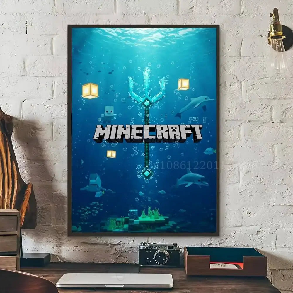 Minecraft Poster Self-adhesive Art Waterproof Paper Sticker