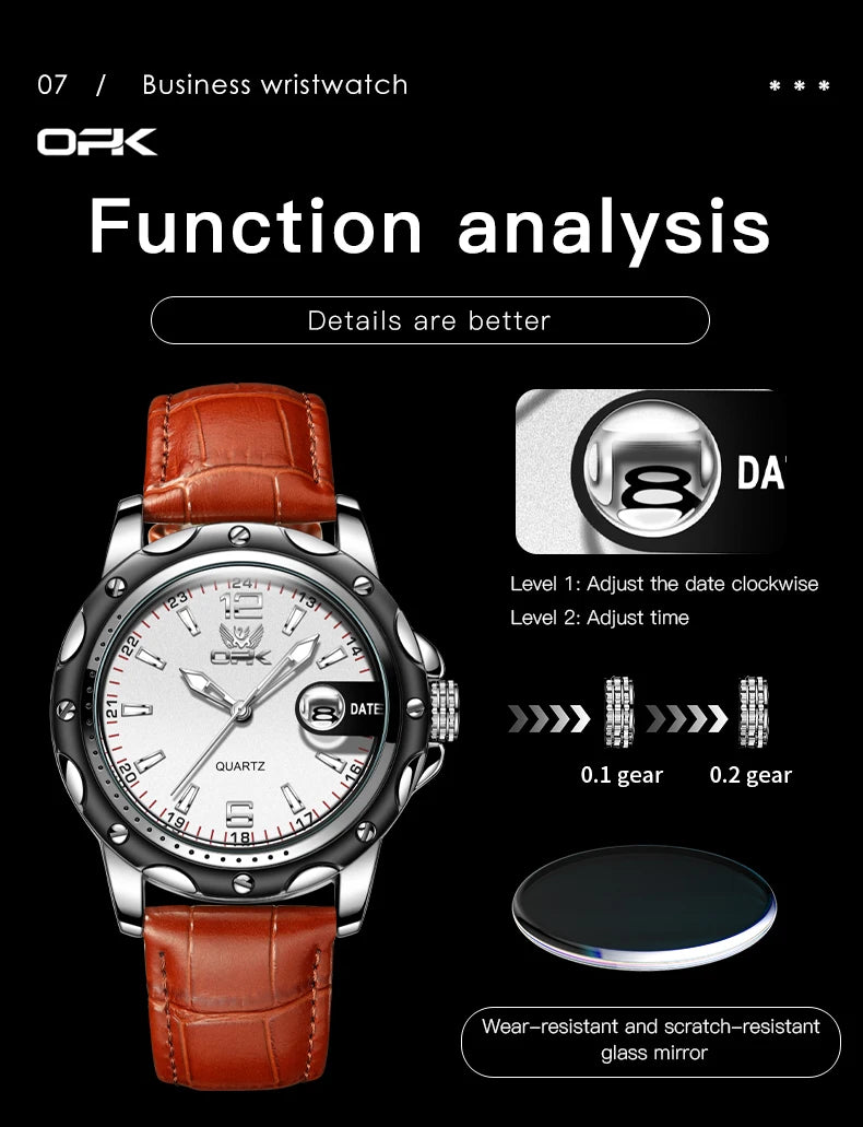 OPK 6026 Leather Luxury Quartz Watch
