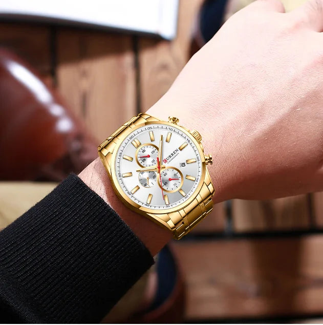 Men's Quartz Six-Pin Steel Belt Watch