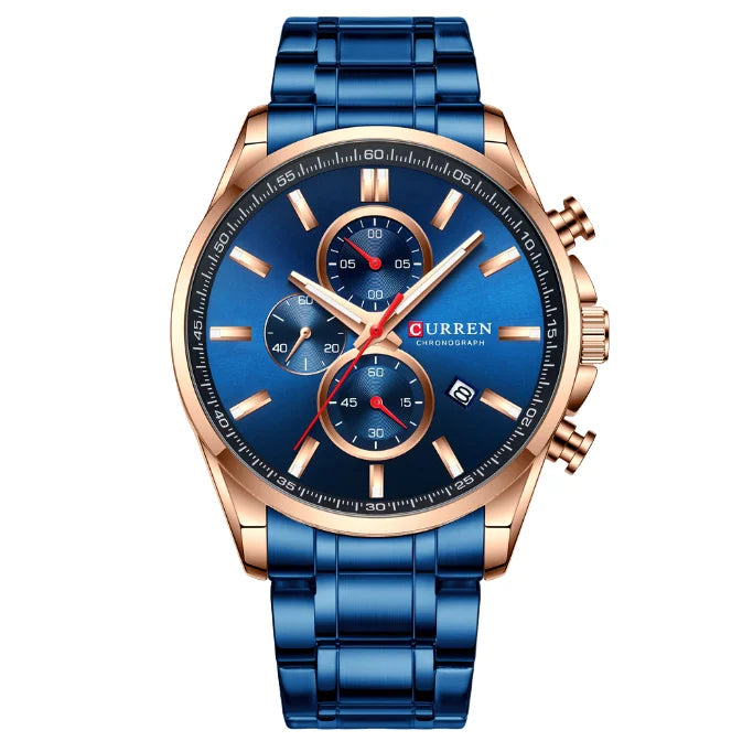 Men's Quartz Six-Pin Steel Belt Watch