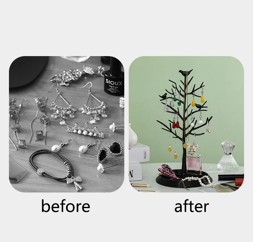 Bird Tree Shape Jewelry Display Stand Organizer
