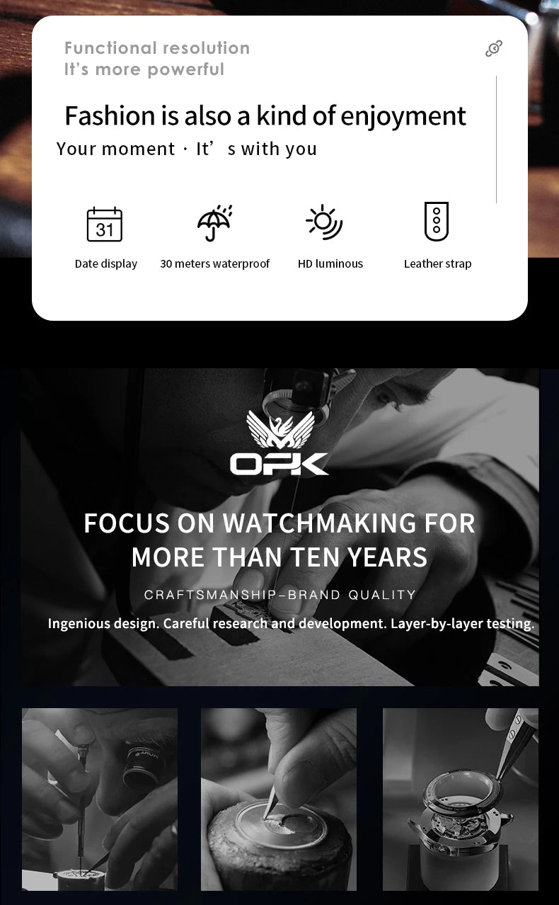 OPK 6026 Leather Luxury Quartz Watch