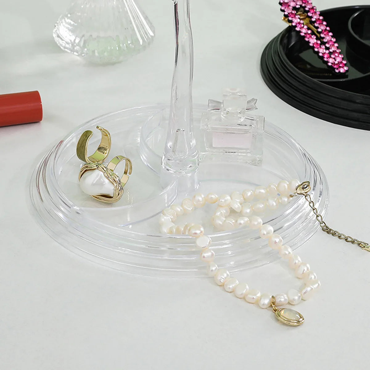 Tree shaped jewelry display stand with tray