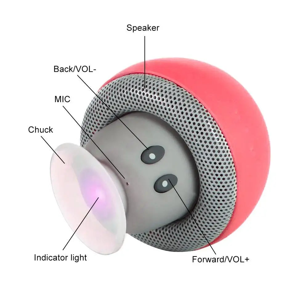 Mini Mushroom Bluetooth Speaker Waterproof Suction Cup