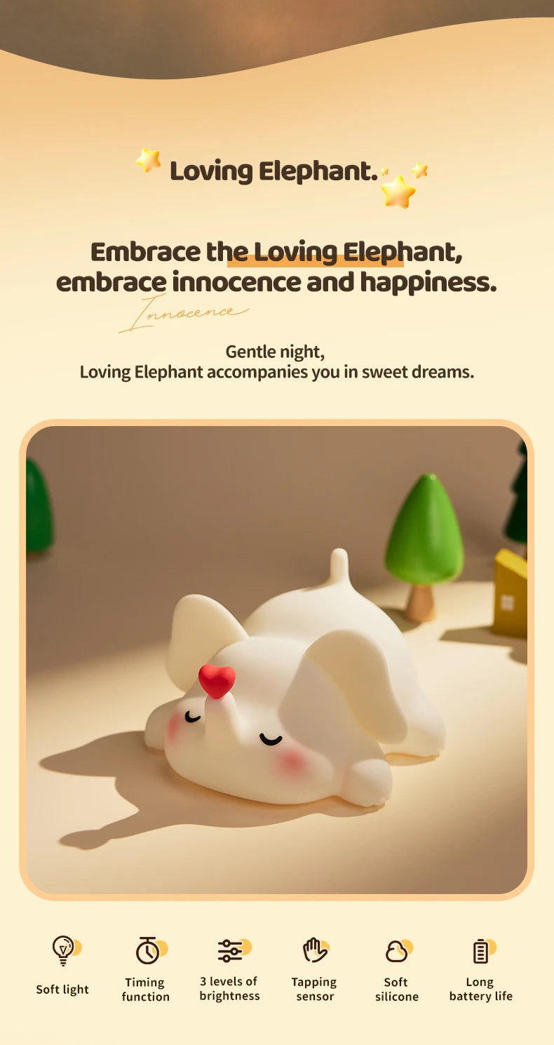 Cute Animal Led Night Light Bedroom Bedside Table Lamp