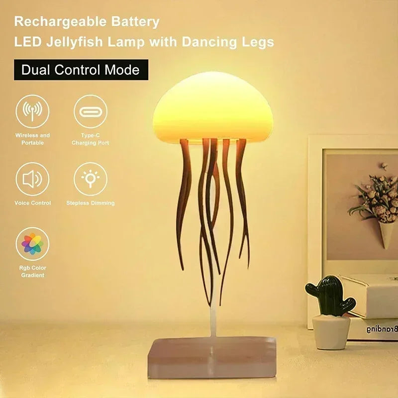 Upgraded Silent Jellyfish Lamp With Dancing Legs, w. Voice Control
