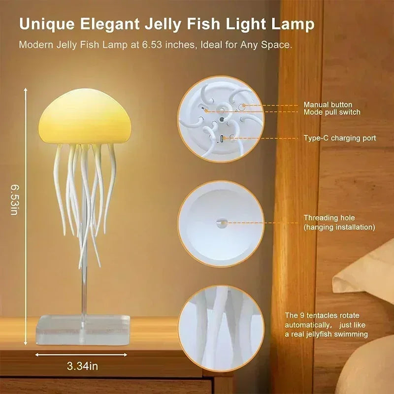 Upgraded Silent Jellyfish Lamp With Dancing Legs, w. Voice Control