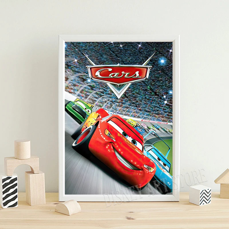 Cars Movie Art Prints Radiator Springs Poster Lightning McQueen Canvas