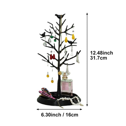 Tree shaped jewelry display stand with tray