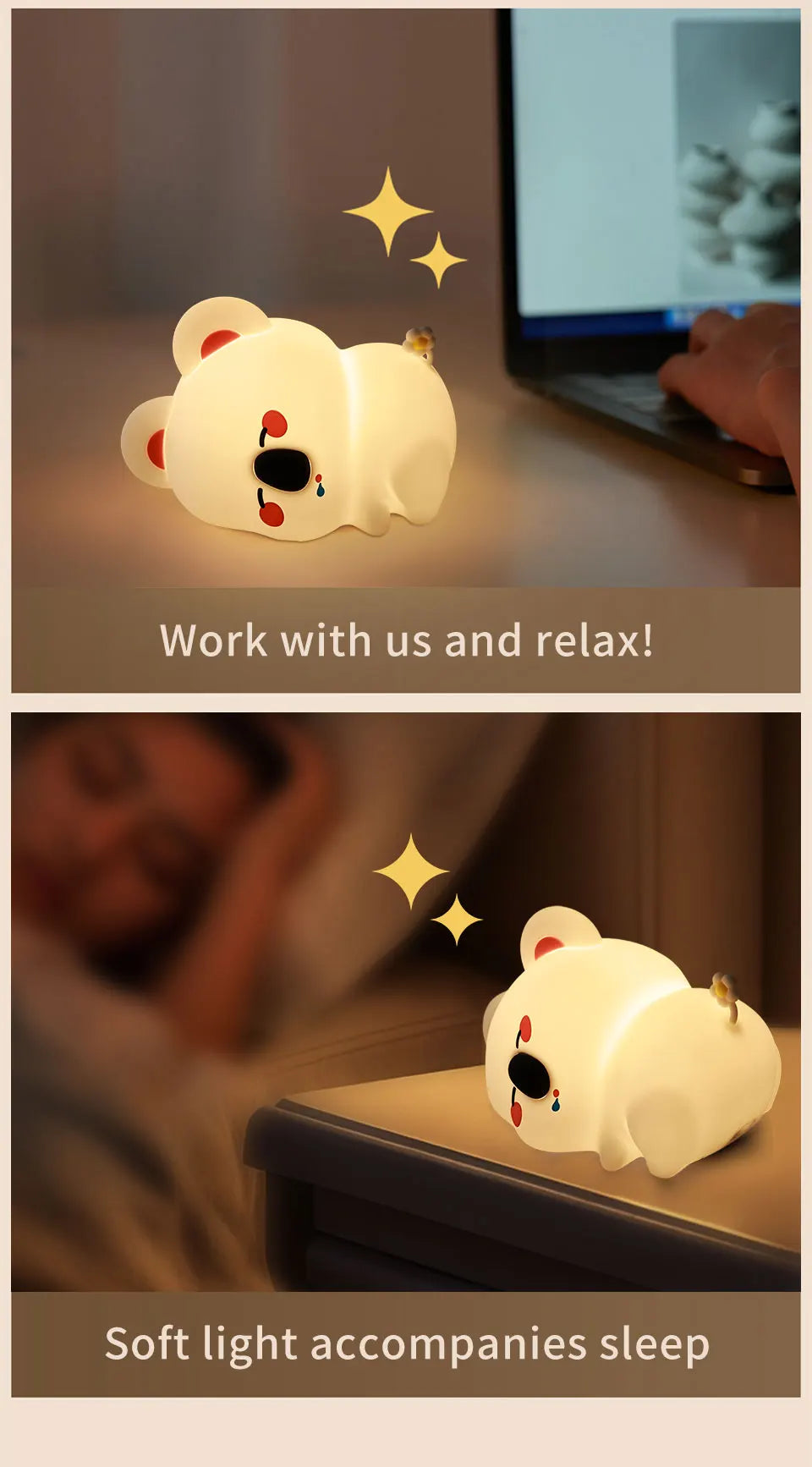 Cute Animal Led Night Light Bedroom Bedside Table Lamp