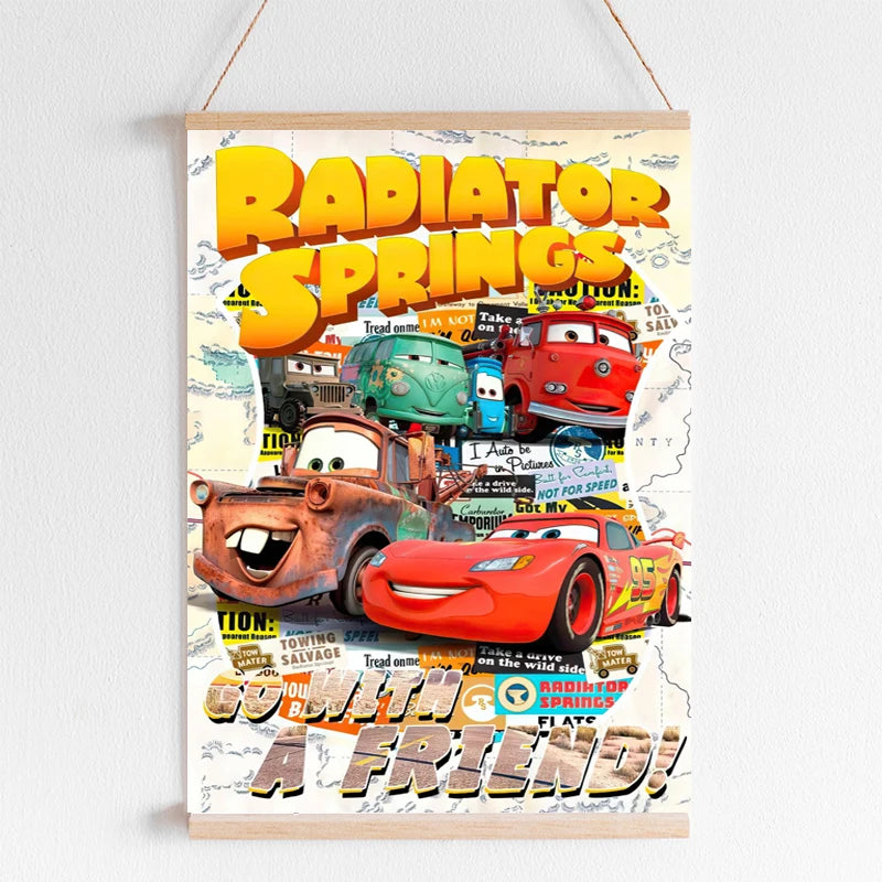 Cars Movie Art Prints Radiator Springs Poster Lightning McQueen Canvas