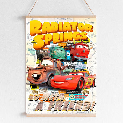 Cars Movie Art Prints Radiator Springs Poster Lightning McQueen Canvas
