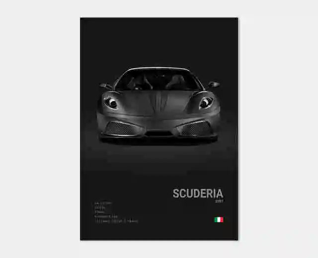 Pop Black and White Ferrari Cars