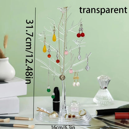 Tree shaped jewelry display stand with tray