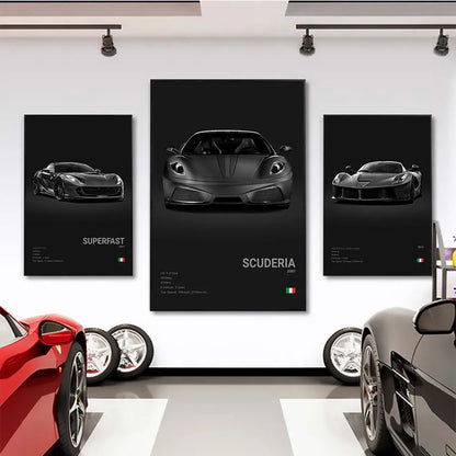 Pop Black and White Ferrari Cars