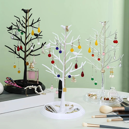 Tree shaped jewelry display stand with tray