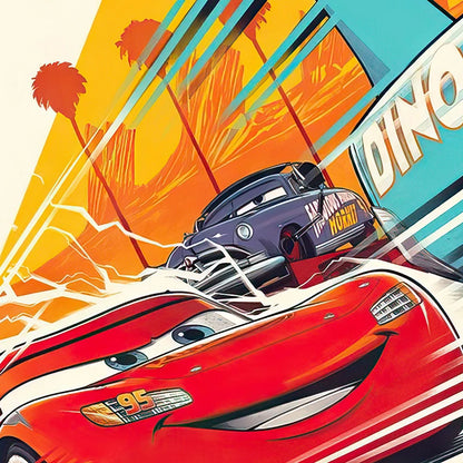 Cars Movie Art Prints Radiator Springs Poster Lightning McQueen Canvas