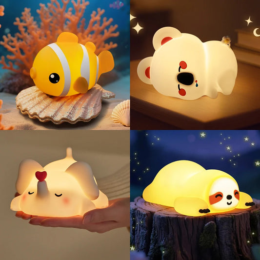 Cute Animal Led Night Light Bedroom Bedside Table Lamp