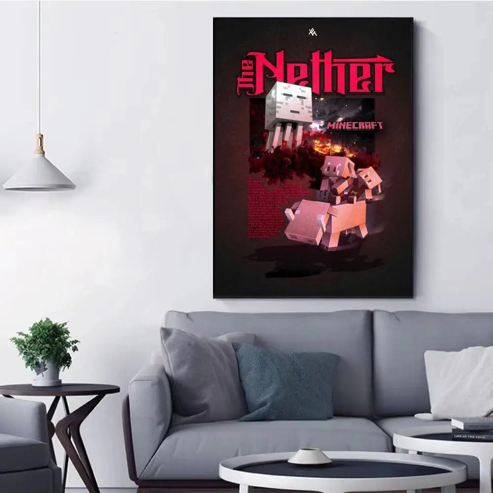 Minecraft Poster Self-adhesive Art Waterproof Paper Sticker