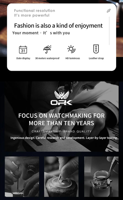 OPK 6026 Leather Luxury Quartz Watch