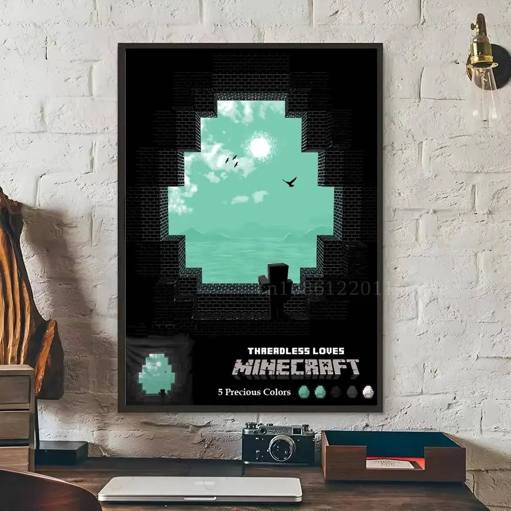 Minecraft Poster Self-adhesive Art Waterproof Paper Sticker