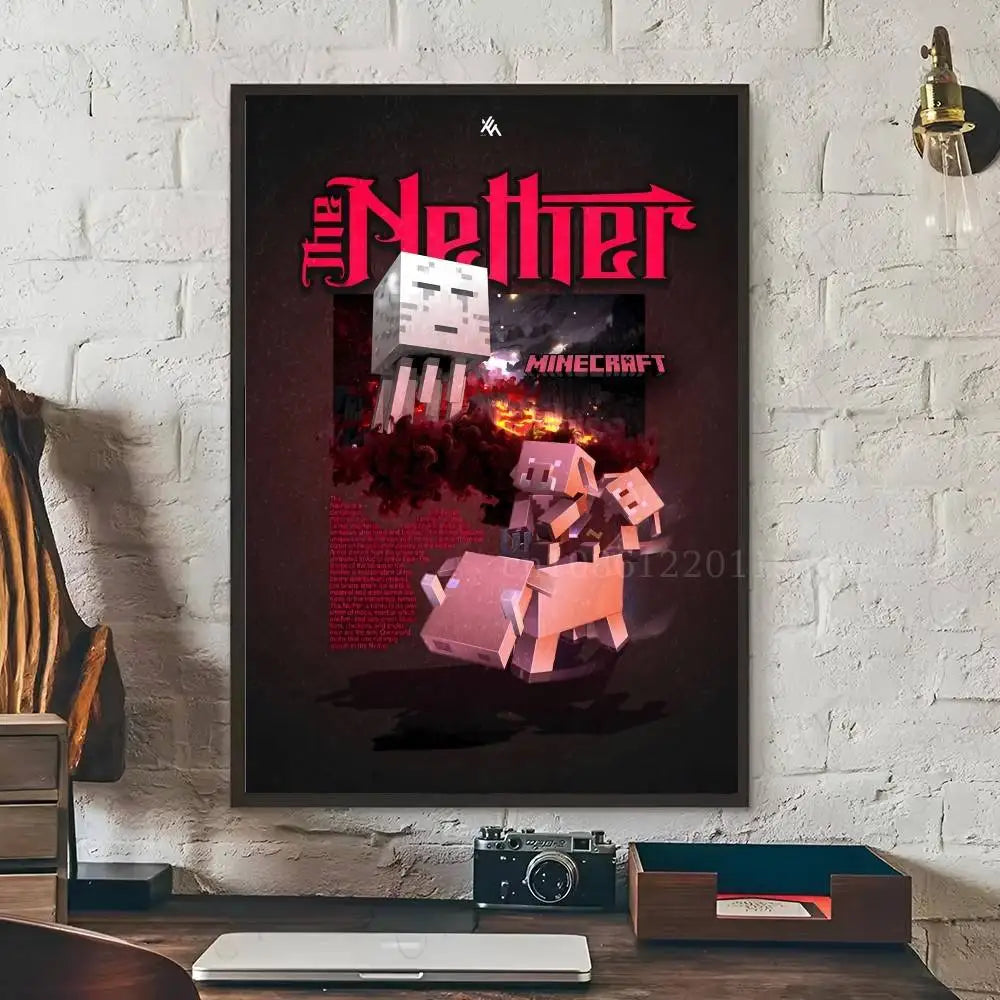 Minecraft Poster Self-adhesive Art Waterproof Paper Sticker