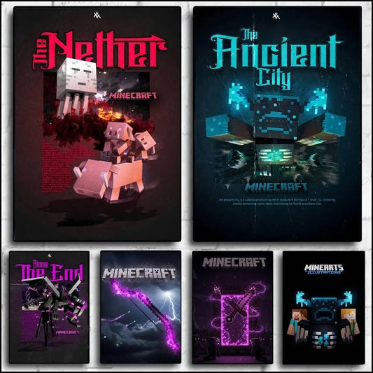 Minecraft Poster Self-adhesive Art Waterproof Paper Sticker