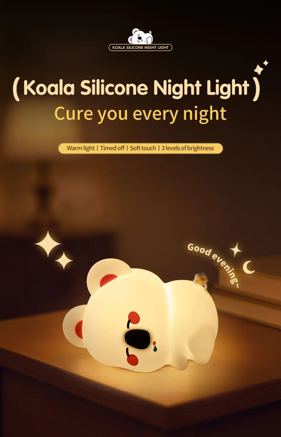 Cute Animal Led Night Light Bedroom Bedside Table Lamp