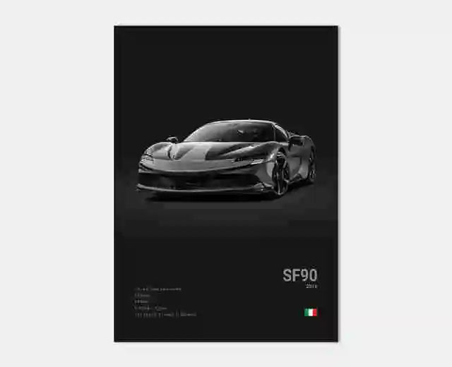 Pop Black and White Ferrari Cars