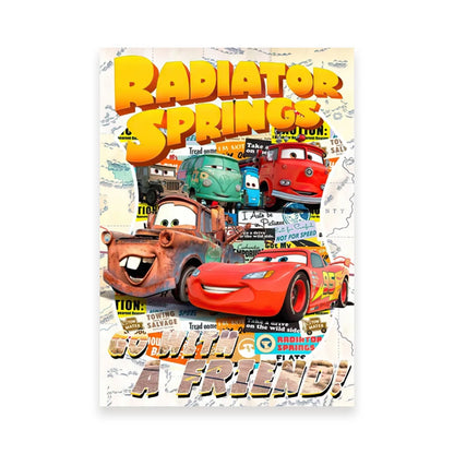 Cars Movie Art Prints Radiator Springs Poster Lightning McQueen Canvas